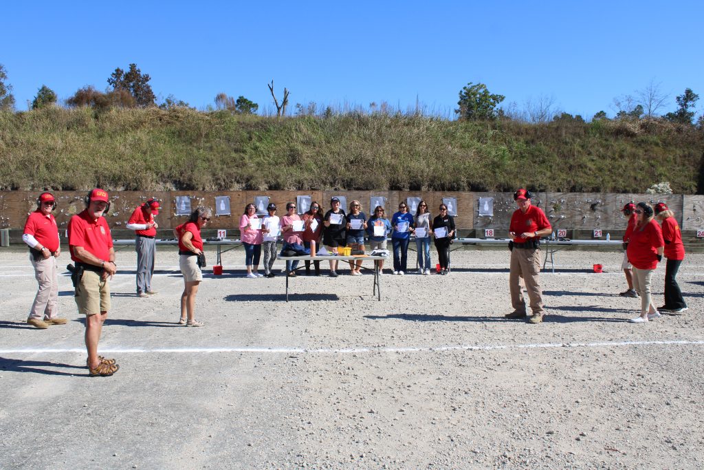 women's firearm safety class at the range